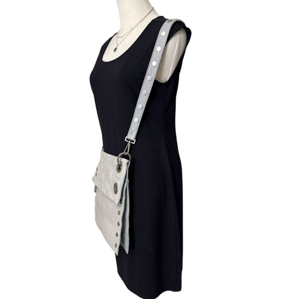 Hammitt Montana Reversible Pewter Nubuck Snake Crossbody Silver - Picture 16 of 16